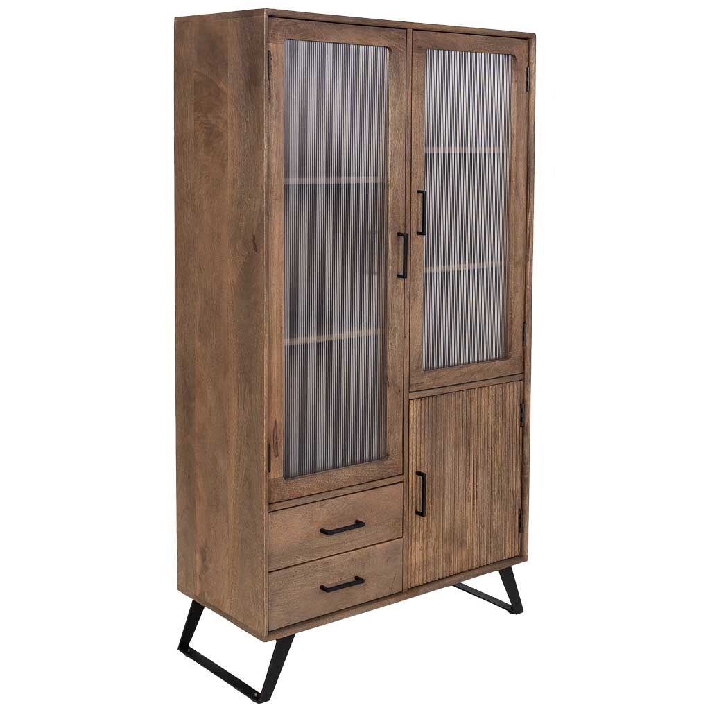 Vitrina de madera artesanal marrón 90x40x170h cm