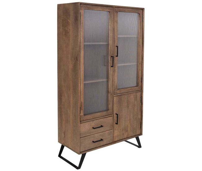 Vitrina de madera artesanal marrón 90x40x170h cm