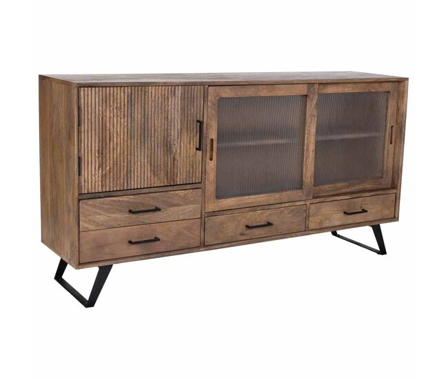 Aparador de madera artesanal marrón 160x40x84h cm