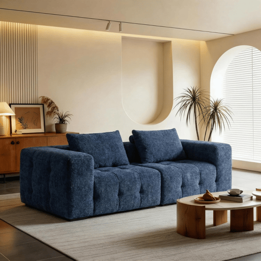 HomeMiYN Sofá modular nuvem em chenille de 2 lugares com módulos independentes e design flexível