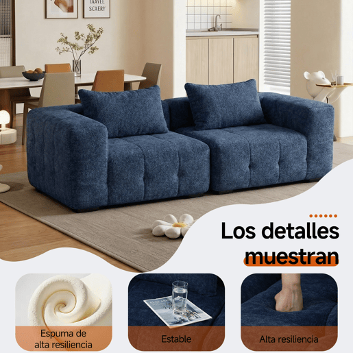 HomeMiYN Sofá modular nuvem em chenille de 2 lugares com módulos independentes e design flexível
