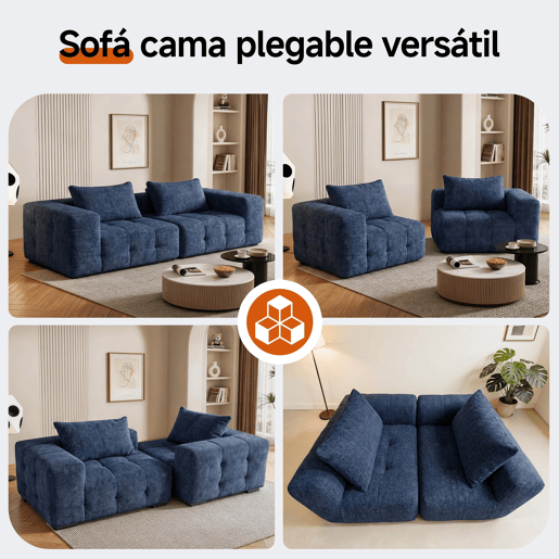 HomeMiYN Sofá modular nuvem em chenille de 2 lugares com módulos independentes e design flexível
