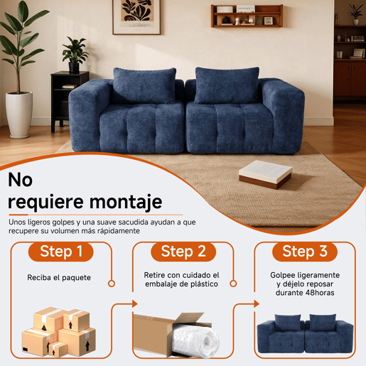 HomeMiYN Sofá modular nuvem em chenille de 2 lugares com módulos independentes e design flexível