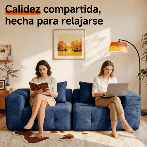 HomeMiYN Sofá modular nuvem em chenille de 2 lugares com módulos independentes e design flexível