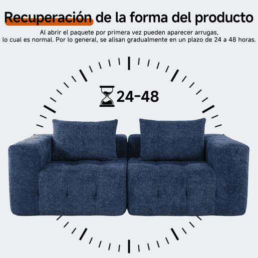 HomeMiYN Sofá modular nuvem em chenille de 2 lugares com módulos independentes e design flexível