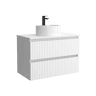 Móvel KIRA branco fosco 70cm 2 gavetas lavatório sobre bancada 1 cuba Porcelana|70x45x54