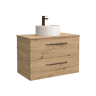 Móvel RUNA Carvalho 80cm 2 gavetas lavatório sobre bancada 1 cuba Porcelana|80x45x54