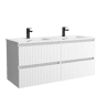 Móvel KIRA branco fosco 120cm 4 gavetas lavatório 2 cubas Porcelana|120x45x54