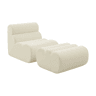 Módulo para sofá em tecido bouclé com pufe embalados a vácuo, Nova bouclé, Branco, 81x99x75 cm