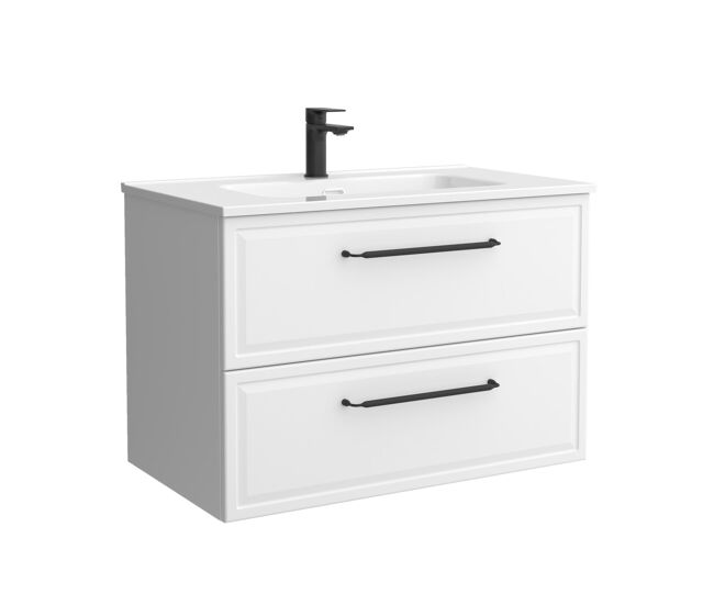Mueble de baño runa 100cm blanco mate 2 cajones + lavabo 1 poza porcelana