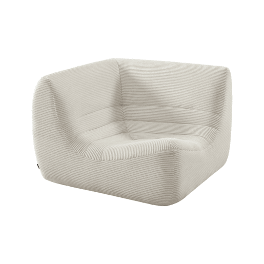 Poltrona de canto em veludo canelado embalado a vácuo, Sokol veludo canelado, Creme, 100x100x72 cm Poltrona de canto em veludo canelado embalado a vácuo, Sokol veludo canelado, Creme, 100x100x72 cm