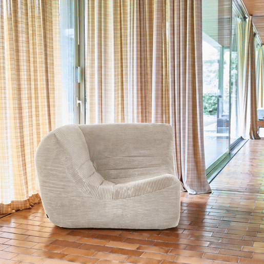 Poltrona de canto em veludo canelado embalado a vácuo, Sokol veludo canelado, Creme, 100x100x72 cm Poltrona de canto em veludo canelado embalado a vácuo, Sokol veludo canelado, Creme, 100x100x72 cm