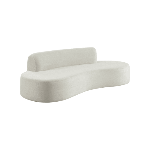 Sofá com linhas curvas em tecido de chenille, 3 lugares Branco - 227x102x69 cm