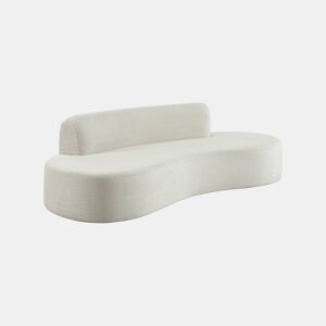 Sofá com linhas curvas em tecido de chenille, 3 lugares Branco - 227x102x69 cm