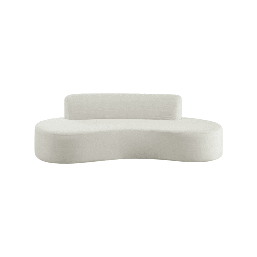 Sofá com linhas curvas em tecido de chenille, 3 lugares Branco - 227x102x69 cm