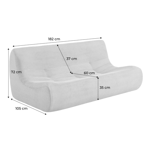 Sofá modular em veludo canelado embalado a vácuo, 3 lugares, Sokol veludo canelado, Creme, 182x105x72 cm Sofá modular em veludo canelado embalado a vácuo, 3 lugares, Sokol veludo canelado, Creme, 182x105x72 cm