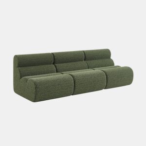 Sofá modular em tecido efeito alpaca, 3 lugares , Nova alpaca, Verde caqui, 81x99x75 cm