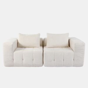 HomeMiYN Sofá modular nuvem em chenille de 2 lugares com módulos independentes e design flexível