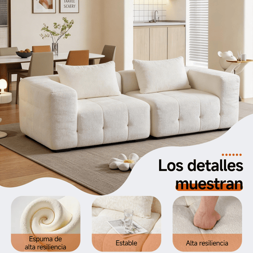 HomeMiYN Sofá modular nuvem em chenille de 2 lugares com módulos independentes e design flexível HomeMiYN Sofá modular nuvem em chenille de 2 lugares com módulos independentes e design flexível