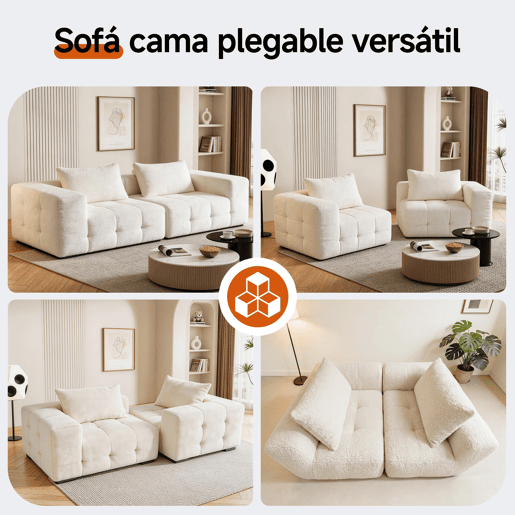 HomeMiYN Sofá modular nuvem em chenille de 2 lugares com módulos independentes e design flexível HomeMiYN Sofá modular nuvem em chenille de 2 lugares com módulos independentes e design flexível