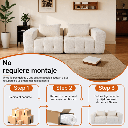 HomeMiYN Sofá modular nuvem em chenille de 2 lugares com módulos independentes e design flexível HomeMiYN Sofá modular nuvem em chenille de 2 lugares com módulos independentes e design flexível