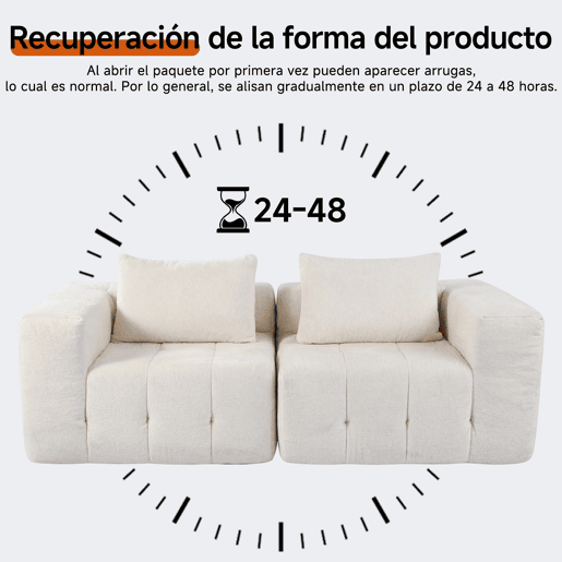 HomeMiYN Sofá modular nuvem em chenille de 2 lugares com módulos independentes e design flexível HomeMiYN Sofá modular nuvem em chenille de 2 lugares com módulos independentes e design flexível