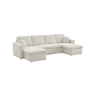 Sofá-cama em veludo canelado com arrumação, 4 lugares Branco - 288x146x86 cm