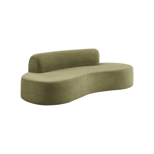 Sofá com linhas curvas em tecido de chenille, 3 lugares Verde caqui - 227x102x69 cm