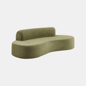 Sofá com linhas curvas em tecido de chenille, 3 lugares Verde caqui - 227x102x69 cm