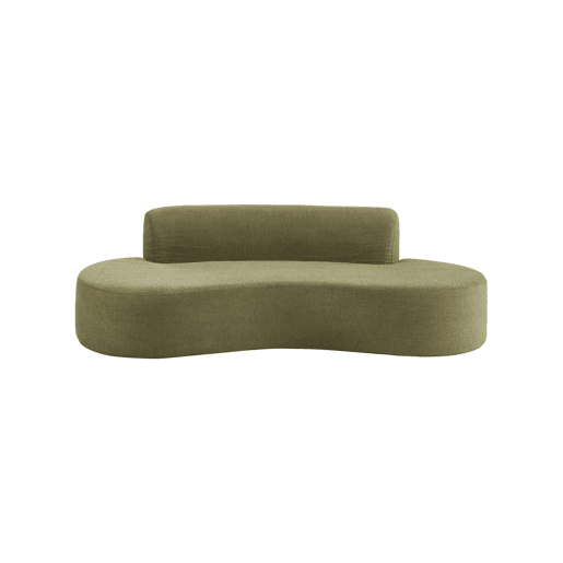 Sofá com linhas curvas em tecido de chenille, 3 lugares Verde caqui - 227x102x69 cm