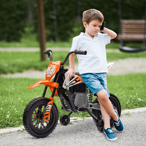 AIYAPLAY Moto Elétrica Infantil 12V com Música, Velocidade Ajustável 2,4-5 kmh, Rodas Auxiliares Removíveis, Suporta até 30 kg, 107x56x70 cm, Laranja AIYAPLAY Moto Elétrica Infantil 12V com Música, Velocidade Ajustável 2,4-5 kmh, Rodas Auxiliares Removíveis, Suporta até 30 kg, 107x56x70 cm, Laranja