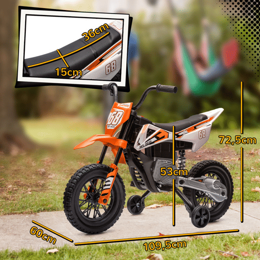 AIYAPLAY Moto Elétrica Infantil 12V com Música, Velocidade Ajustável 2,4-5 kmh, Rodas Auxiliares Removíveis, Suporta até 30 kg, 107x56x70 cm, Laranja AIYAPLAY Moto Elétrica Infantil 12V com Música, Velocidade Ajustável 2,4-5 kmh, Rodas Auxiliares Removíveis, Suporta até 30 kg, 107x56x70 cm, Laranja