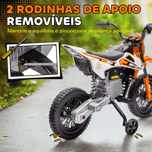 AIYAPLAY Moto Elétrica Infantil 12V com Música, Velocidade Ajustável 2,4-5 kmh, Rodas Auxiliares Removíveis, Suporta até 30 kg, 107x56x70 cm, Laranja AIYAPLAY Moto Elétrica Infantil 12V com Música, Velocidade Ajustável 2,4-5 kmh, Rodas Auxiliares Removíveis, Suporta até 30 kg, 107x56x70 cm, Laranja