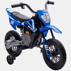 AIYAPLAY Mota Elétrica Infantil 12V com Música, Velocidade Ajustável 2,4-5 kmh, Rodas Auxiliares Removíveis, 30 kg, 107x56x70 cm, Azul