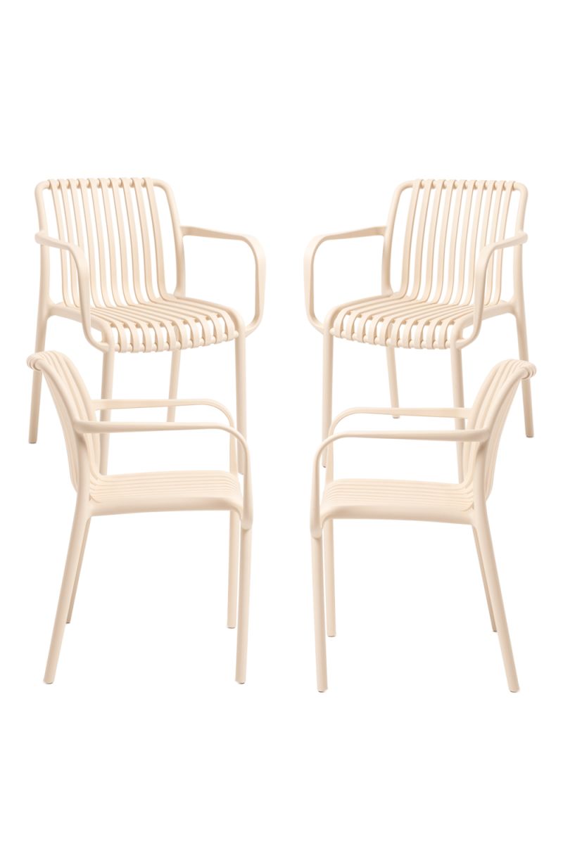 Pack 4 sillas somer con reposabrazos - beige