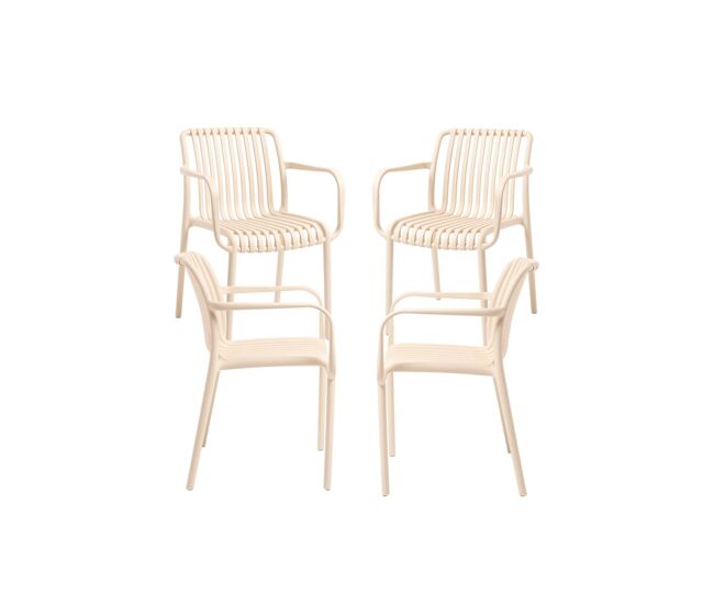 Pack 4 sillas somer con reposabrazos - beige