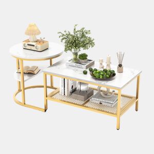 2 peças, mesa de centro, mesa de sala moderna, mesa de encaixe mate com espaço de arrumação, para sala de estar, varanda, escritório, estrutura metálica