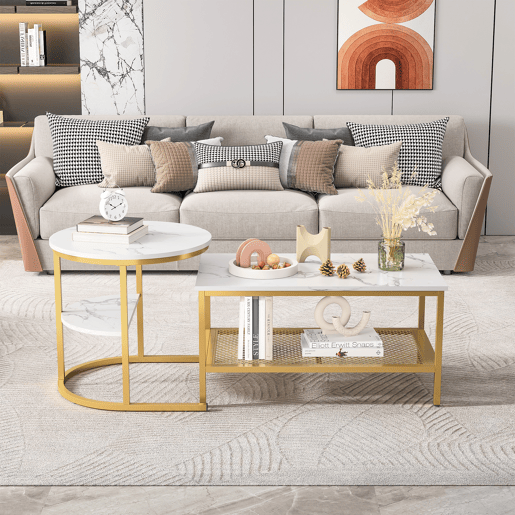 2 peças, mesa de centro, mesa de sala moderna, mesa de encaixe mate com espaço de arrumação, para sala de estar, varanda, escritório, estrutura metálica 2 peças, mesa de centro, mesa de sala moderna, mesa de encaixe mate com espaço de arrumação, para sala de estar, varanda, escritório, estrutura metálica