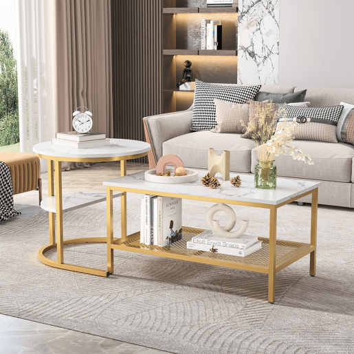 2 peças, mesa de centro, mesa de sala moderna, mesa de encaixe mate com espaço de arrumação, para sala de estar, varanda, escritório, estrutura metálica 2 peças, mesa de centro, mesa de sala moderna, mesa de encaixe mate com espaço de arrumação, para sala de estar, varanda, escritório, estrutura metálica