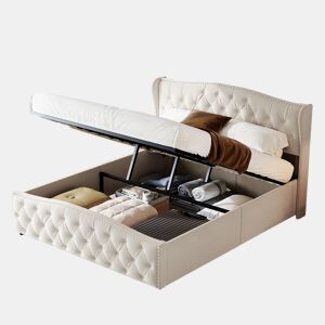 Cama capitonê 140x190 cm - estrado de ripas - arrumação hidráulica - veludo - cama dupla