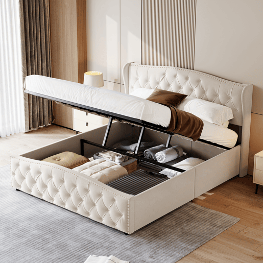 Cama capitonê 140x190 cm - estrado de ripas - arrumação hidráulica - veludo - cama dupla Cama capitonê 140x190 cm - estrado de ripas - arrumação hidráulica - veludo - cama dupla