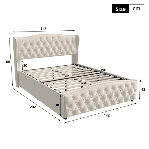 Cama capitonê 140x190 cm - estrado de ripas - arrumação hidráulica - veludo - cama dupla Cama capitonê 140x190 cm - estrado de ripas - arrumação hidráulica - veludo - cama dupla
