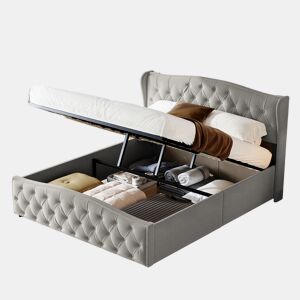 Cama capitonê 140x200 cm - estrado de ripas - arrumação hidráulica - veludo