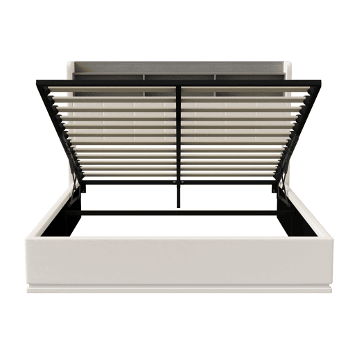 Cama de casal com arrumação 140 x 200 cm, cabeceira com arrumação e faixa de luz LED, carregamento USB, veludo branco, estrado de ripas, estrutura metálica, cama estofada hidráulica - Branco Cama de casal com arrumação 140 x 200 cm, cabeceira com arrumação e faixa de luz LED, carregamento USB, veludo branco, estrado de ripas, estrutura metálica, cama estofada hidráulica - Branco