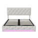 Cama doble con cabecero LED y amplio almacenaje Cama doble con cabecero LED y amplio almacenaje Beige
