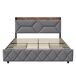 Cama doble de madera y metal con cabecero ergonómico y 4 cajones. 140x225 Cama doble de madera y metal con cabecero ergonómico y 4 cajones. 140x225 Gris