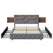 Cama doble de madera y metal con cabecero ergonómico y 4 cajones. 140x225 Cama doble de madera y metal con cabecero ergonómico y 4 cajones. 140x225 Gris