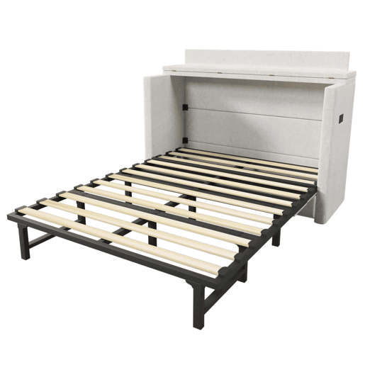 Cama armário 140x200 - Com gaveta, ligações USB e Tipo-C, plataforma convertível, sem colchão - Bege Cama armário 140x200 - Com gaveta, ligações USB e Tipo-C, plataforma convertível, sem colchão - Bege