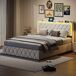 Cama terciopelo con lámpara nocturna y puertos de carga 145x209 Cama terciopelo con lámpara nocturna y puertos de carga 145x209 Beige