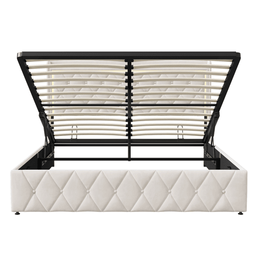 Cama de ar + abajur de cabeceira + função de carregamento veludo bege 140*200cm